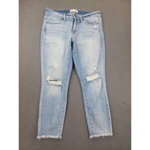 BKE Victoria Jeans Womens 31x25 Light Wash Mid Rise Ankle Skinny Distressed